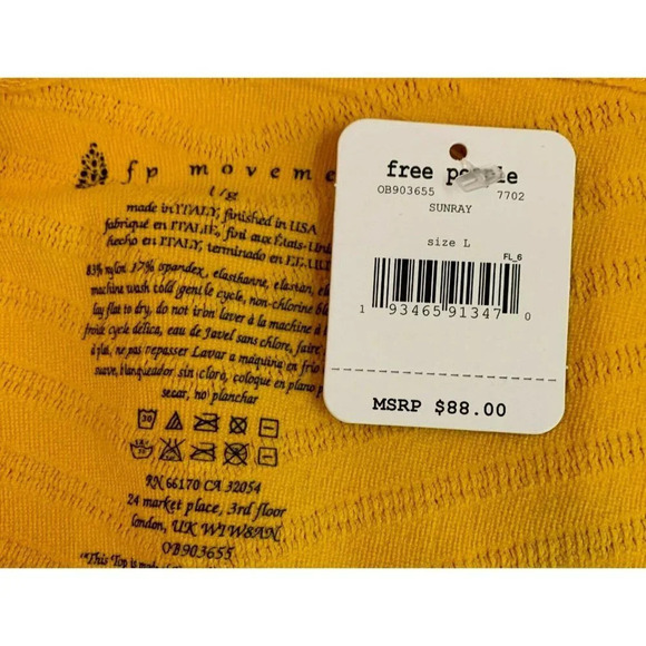 Free People L Marigold Sheer Seamless V-Neck Gone Adrift Long Sleeve Crop Top - Picture 6 of 6